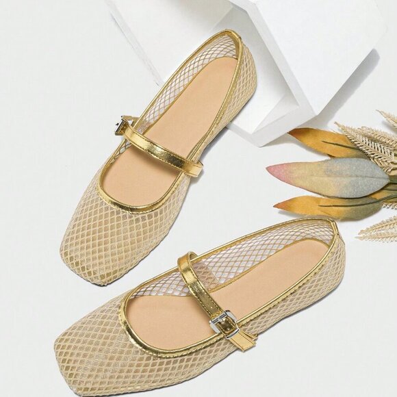 Shoes - Gold Bohemian Women's Ballet Flats